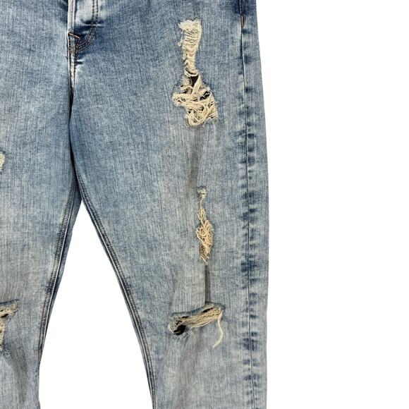 Express Jeans Y2K Acid Wash Distressed Denim Jeans Slim Leg High Rise Size 4 - Picture 11 of 15
